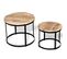 Table Basse 2 PCs Bois De Manguier Brut Rond 40/50 Cm