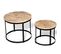 Table Basse 2 PCs Bois De Manguier Brut Rond 40/50 Cm