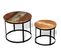 Table Basse 2 PCs Bois Récupéré Massif Rond 40 Cm / 50 Cm