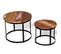 Table Basse 2 PCs Bois Récupéré Massif Rond 40 Cm / 50 Cm