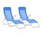 Chaises Longues Pliables 2 PCs Textilène Bleu