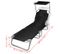 Chaise Longue Pliable Avec Auvent - 189x58x27 Cm - Noir