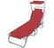 Chaise Longue Pliable Avec Auvent Acier Et Tissu Rouge