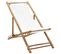 Chaise De Terrasse En Bambou Et Toile - 112x60x75 Cm - Blanc