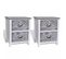 Table De Chevet 2 PCs Avec 2 Tiroirs Gris Et Blanc