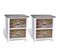 Table De Chevet 2 PCs Avec 2 Tiroirs Marron Et Blanc