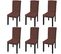 Housse De Chaise Droite Extensible 6 PCs Marron