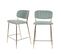 Jolien - Lot De 2 Tabourets De Bar En Tissu Avec Pieds Dorés - Couleur - Vert De Gris