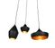 Lot De 3 Suspensions Scandinaves Noires Avec Or - Depeche