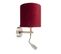 Applique Acier Avec Lampe De Lecture Et Abat-jour Velours 20/20/20 Rouge