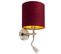 Applique Acier Avec Lampe De Lecture Et Abat-jour Velours 20/20/20 Rouge