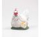 Poule Couvant Avec Poussin En Résine 17 X 23 X 19 Cm Blanc