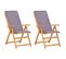 Chaises Inclinables De Jardin 2 PCs Marron Bois Solide D'acacia