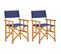 Chaises De Metteur En Scène 2 PCs Bois Massif D'acacia Bleu