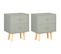 Tables De Chevet 2 PCs Gris 40 X 30 X 50 Cm Pin Massif