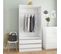 Vidaxl Garde-robe Blanc 100x50x200 Cm Bois Contreplaqué Penderie Armoire Meuble De Rangement