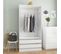 Vidaxl Garde-robe Blanc Brillant 100x50x200 Cm Aggloméré Penderie Armoire Meuble De Rangement