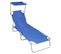 Chaise Longue Pliable Avec Auvent Bleu Aluminium