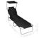 Chaise Longue Pliable Avec Auvent Noir Aluminium