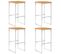 Chaises De Bar Lot De 4 Bois D'acacia Solide/acier Inoxydable