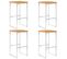 Chaises De Bar Lot De 4 Bois D'acacia Solide/acier Inoxydable