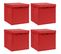 Boîtes De Rangement Et Couvercles 4 PCs Rouge 32x32x32 Cm Tissu