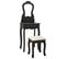 Ensemble De Coiffeuse Avec Tabouret Noir 50x59x136 Cm Paulownia