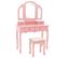 Ensemble De Coiffeuse Et Tabouret Rose 100x40x146 Cm Paulownia