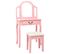 Coiffeuse Et Tabouret Rose 65x36x128 Cm Bois De Paulownia Mdf