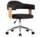 Chaise Pivotante De Bureau Noir Bois Courbé Et Similicuir