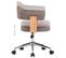 Chaise Pivotante De Bureau Taupe Bois Courbé Et Tissu