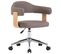 Chaise Pivotante De Bureau Taupe Bois Courbé Et Tissu