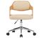 Chaise Pivotante De Bureau Crème Bois Courbé Et Similicuir