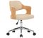 Chaise Pivotante De Bureau Crème Bois Courbé Et Similicuir