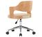 Chaise Pivotante De Bureau Crème Bois Courbé Et Similicuir