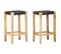 Tabourets De Bar Lot De 2 Noir Cuir Véritable 75 Cm