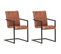 Chaises De Salle À Manger Cantilever 2pcs Marron Cuir Véritable