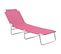 Chaise Longue Pliable Acier Et Tissu Rose