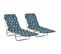 Chaises Longues Pliables 2 PCs Acier Et Tissu Motif De Feuilles