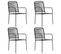 Chaises De Jardin 4 PCs Corde En Coton Et Acier Noir