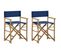 Chaises Pliables De Directeur 2 PCs Bleu Bambou Et Tissu