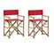 Chaises Pliables De Directeur 2 PCs Rouge Bambou Et Tissu