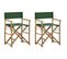 Chaises Pliables De Directeur 2 PCs Vert Bambou Et Tissu