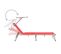 Chaises Longues Pliables Et Toit 2pcs Aluminium Textilène Rouge