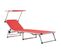 Chaises Longues Pliables Et Toit 2pcs Aluminium Textilène Rouge