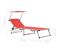 Chaises Longues Pliables Et Toit 2pcs Aluminium Textilène Rouge