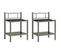 Tables De Chevet 2 PCs Gris Et Noir Métal Et Verre