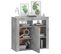 Vidaxl Buffet Avec Lumières LED Gris Béton 80x35x75 Cm Placard Armoire Meuble De Rangement Intérieur