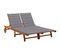 Chaise Longue De Jardin 2 Places Avec Coussins Acacia Solide