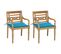 Chaises Batavia 2 PCs Avec Coussins Bleus Bois De Teck Massif